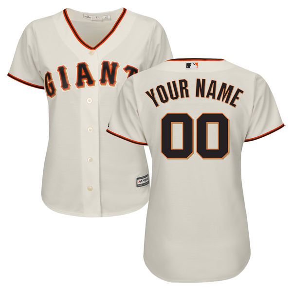 Women San Francisco Giants Majestic Cream Home Cool Base Custom MLB Jersey->women mlb jersey->Women Jersey